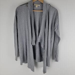 Michael Kors Zip Shoulder Fly Away Cardigan Gray Long Sleeve Gray Size S